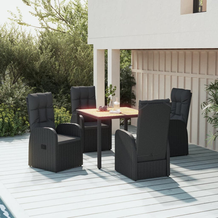 Set mobilier de grădină cu perne, 5 piese, negru, poliratan - WALTI WALTI