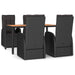 Set mobilier de grădină cu perne, 5 piese, negru, poliratan - WALTI WALTI