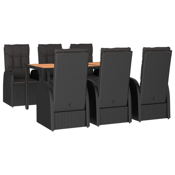 Set mobilier de grădină cu perne, 7 piese, negru, poliratan - WALTI WALTI
