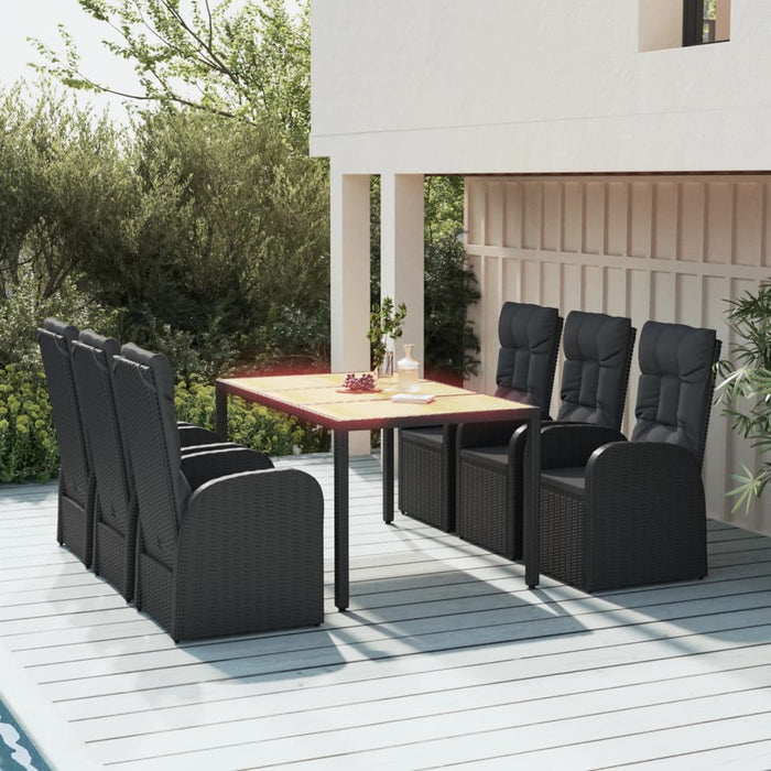 Set mobilier de grădină cu perne, 7 piese, negru, poliratan - WALTI WALTI