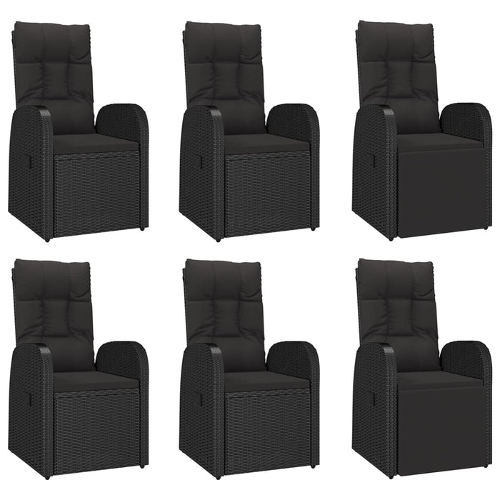Set mobilier de grădină cu perne, 7 piese, negru, poliratan - WALTI WALTI