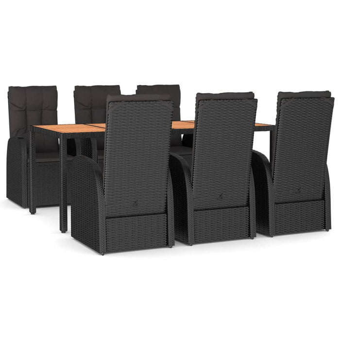 Set mobilier de grădină cu perne, 7 piese, negru, poliratan - WALTI WALTI