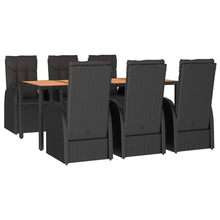 Set mobilier de grădină cu perne, 7 piese, negru, poliratan - WALTI WALTI