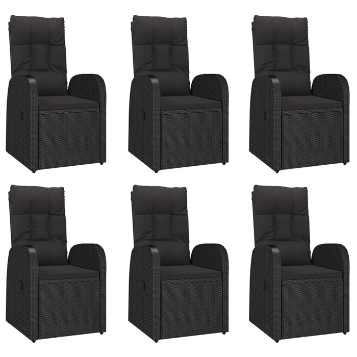 Set mobilier de grădină cu perne, 7 piese, negru, poliratan - WALTI WALTI