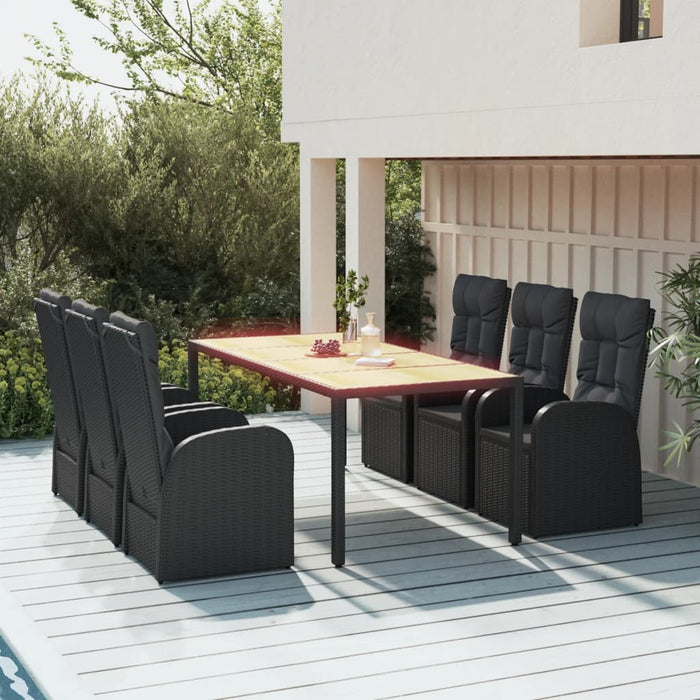 Set mobilier de grădină cu perne, 7 piese, negru, poliratan - WALTI WALTI