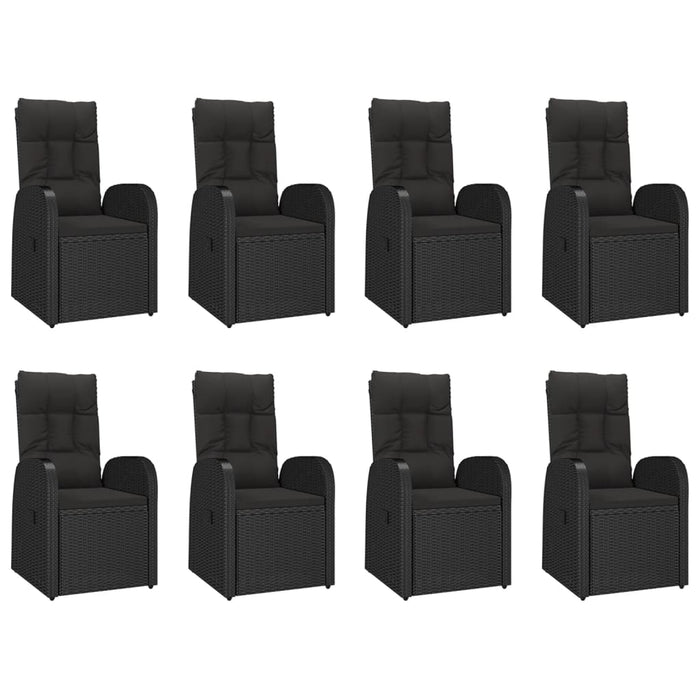 Set mobilier de grădină cu perne, 9 piese, negru, poliratan - WALTI WALTI