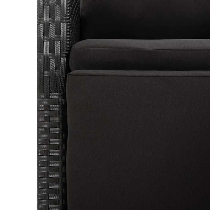 Set mobilier de grădină cu perne, 9 piese, negru, poliratan WALTI