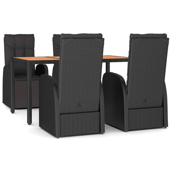Set masă pentru grădină, 5 piese, negru, poliratan/lemn acacia - WALTI WALTI
