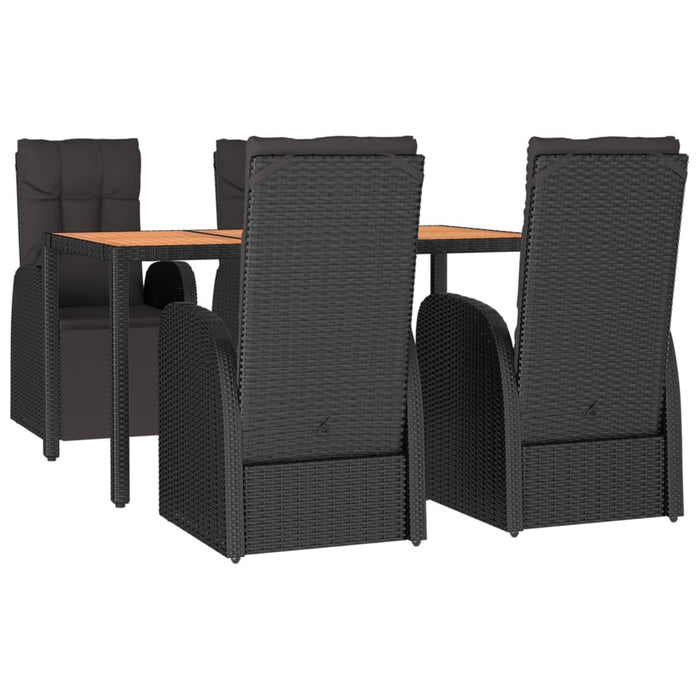 Set masă pentru grădină, 5 piese, negru, poliratan/lemn acacia - WALTI WALTI