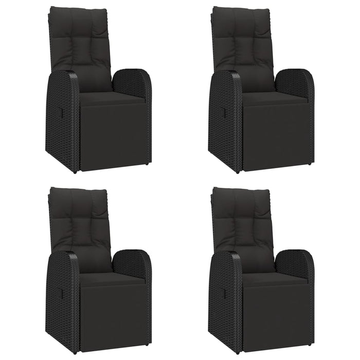 Set masă pentru grădină, 5 piese, negru, poliratan/lemn acacia - WALTI WALTI