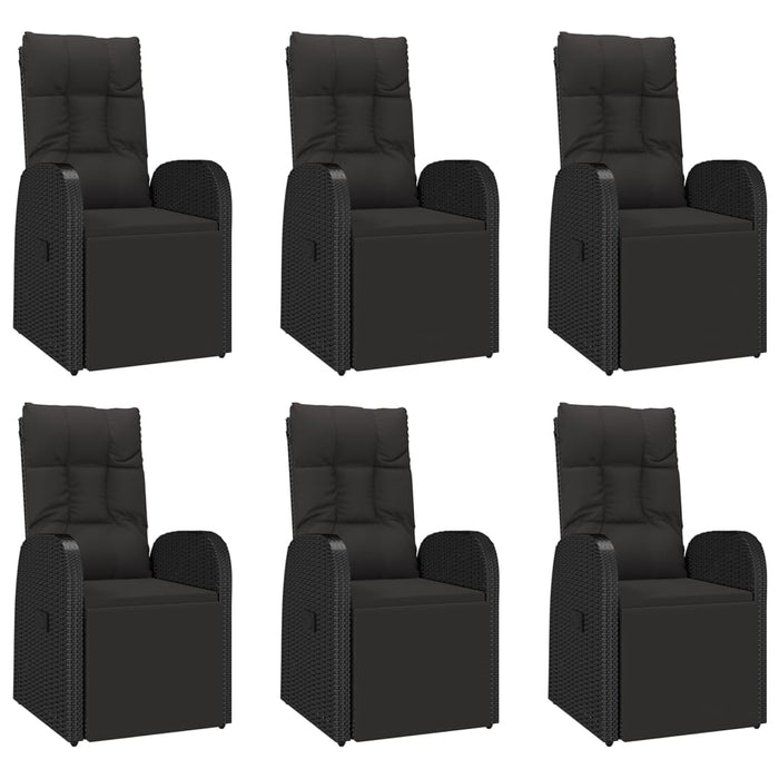 Set masă pentru grădină, 7 piese, negru, poliratan/lemn acacia - WALTI WALTI