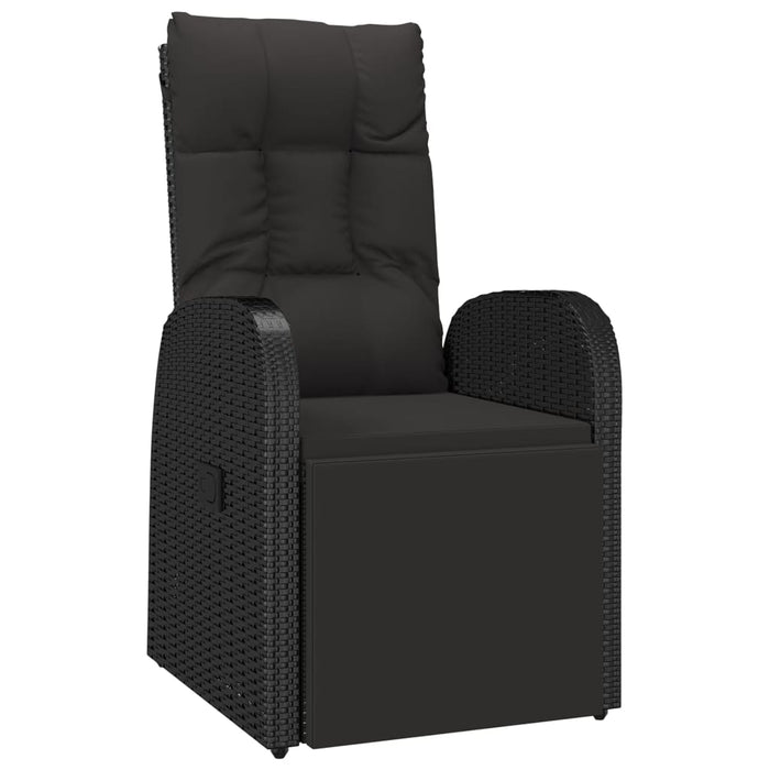 Set masă pentru grădină, 7 piese, negru, poliratan/lemn acacia - WALTI WALTI