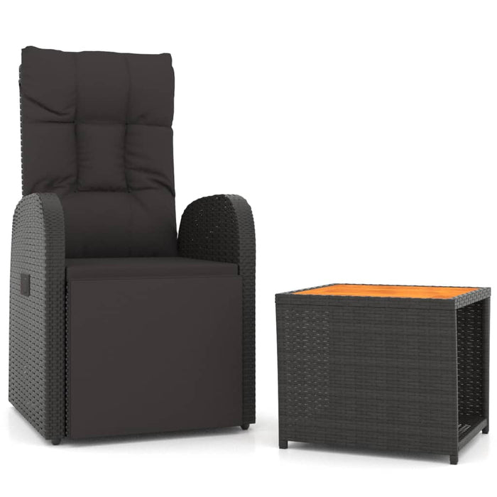Set șezlonguri grădină, 2 piese, negru, poliratan&lemn acacia - WALTI WALTI