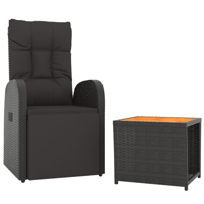Set șezlonguri grădină, 2 piese, negru, poliratan&lemn acacia - WALTI WALTI