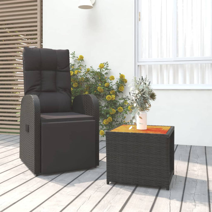 Set șezlonguri grădină, 2 piese, negru, poliratan&lemn acacia - WALTI WALTI