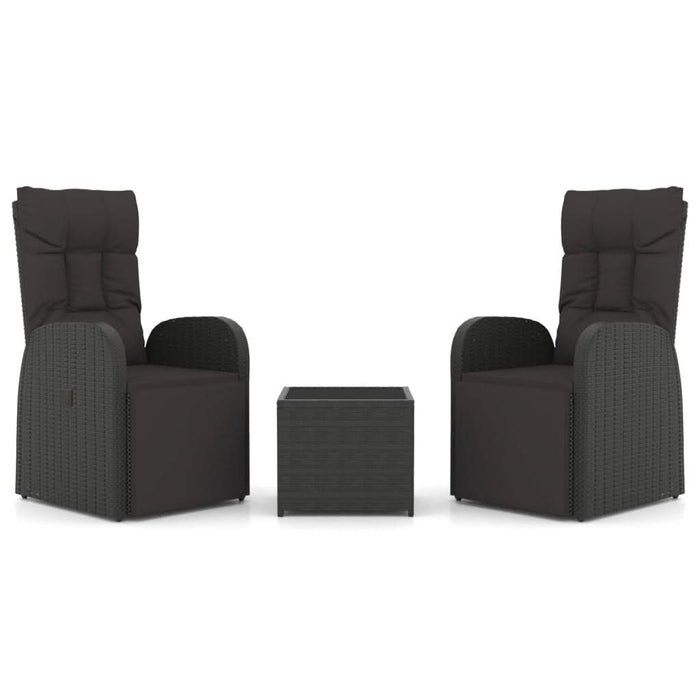 Set șezlonguri grădină, 3 piese, negru, poliratan&oțel - WALTI WALTI