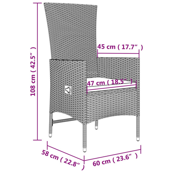 Set șezlonguri grădină, 3 piese, bej, poliratan&oțel - WALTI WALTI