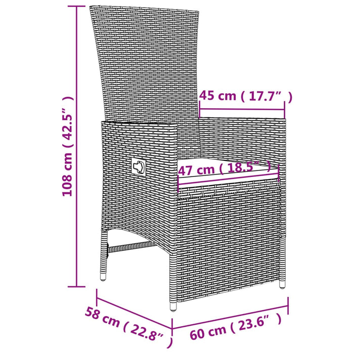 Set șezlonguri grădină, 3 piese, bej, poliratan&oțel - WALTI WALTI