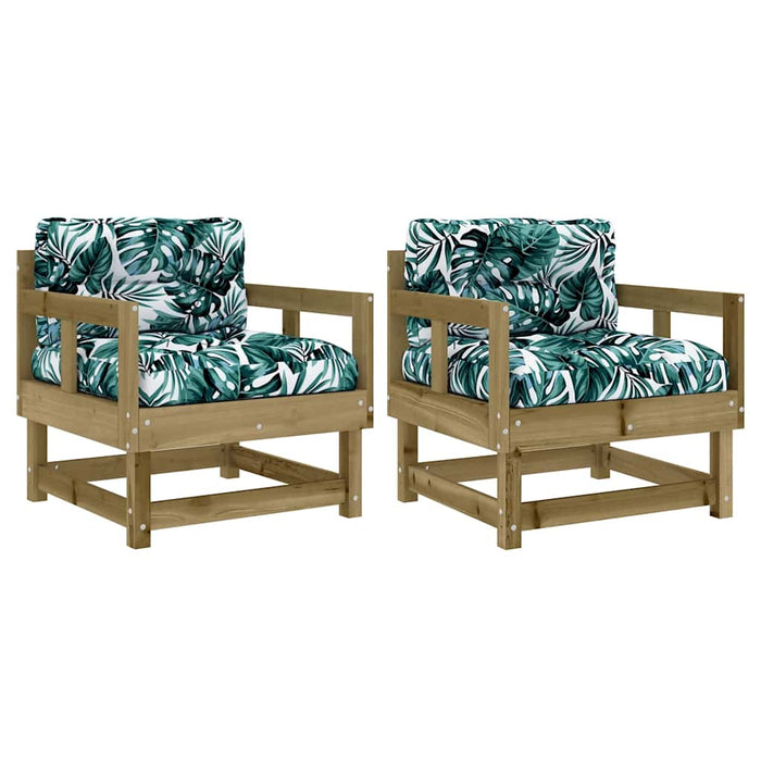 Scaune de grădină cu perne, 2 buc., lemn de pin tratat - WALTI WALTI
