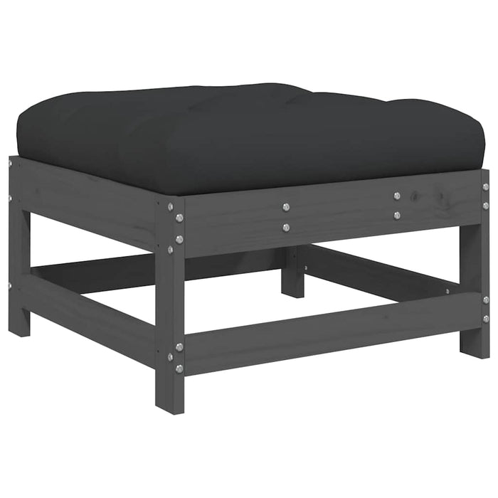 Taburet de grădină cu pernă, gri, lemn masiv de pin - WALTI WALTI