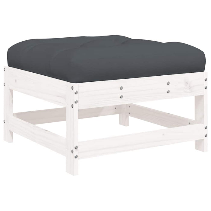 Set mobilier de grădină cu perne, 3 piese, alb, lemn masiv - WALTI WALTI