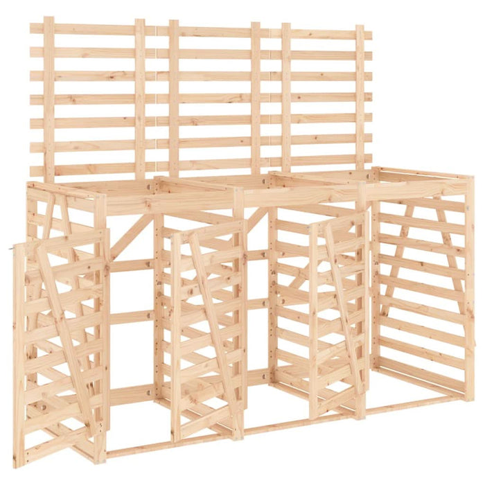 Magazie triplă depozitare coș de gunoi, lemn masiv de pin - WALTI WALTI