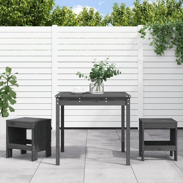 Set bistro de grădină, 3 piese, gri, lemn masiv de pin - WALTI WALTI