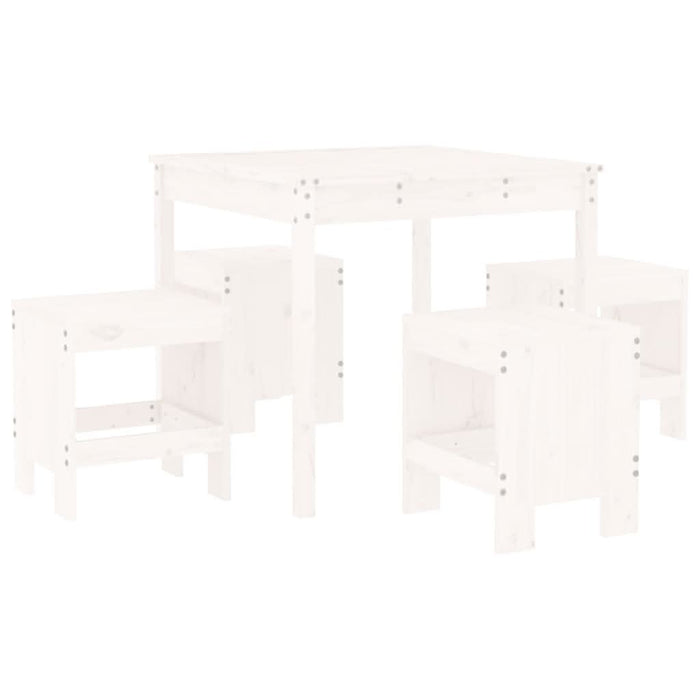 Set de dining pentru grădină, 5 piese, alb, lemn masiv de pin - WALTI WALTI