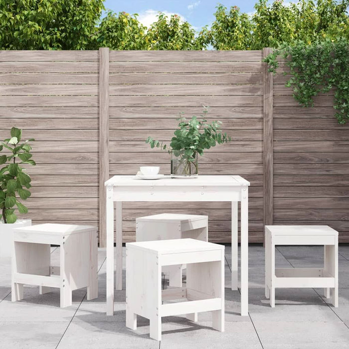 Set de dining pentru grădină, 5 piese, alb, lemn masiv de pin - WALTI WALTI
