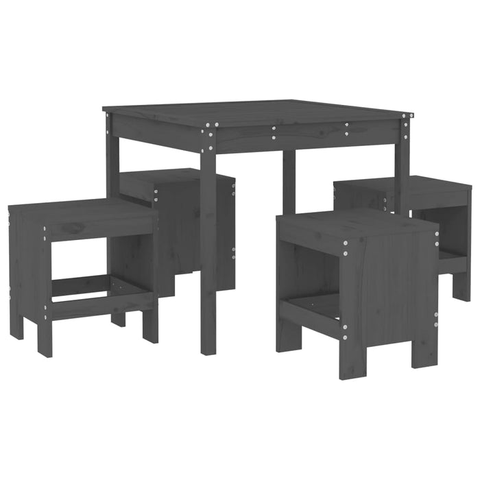 Set de dining pentru grădină, 5 piese, gri, lemn masiv de pin - WALTI WALTI
