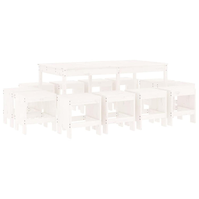 Set mobilier de grădină, 13 piese, alb, lemn masiv de pin - WALTI WALTI