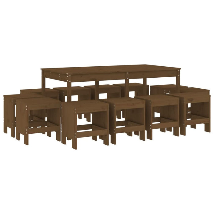 Set mobilier de grădină, 13 piese, maro miere, lemn masiv pin - WALTI WALTI