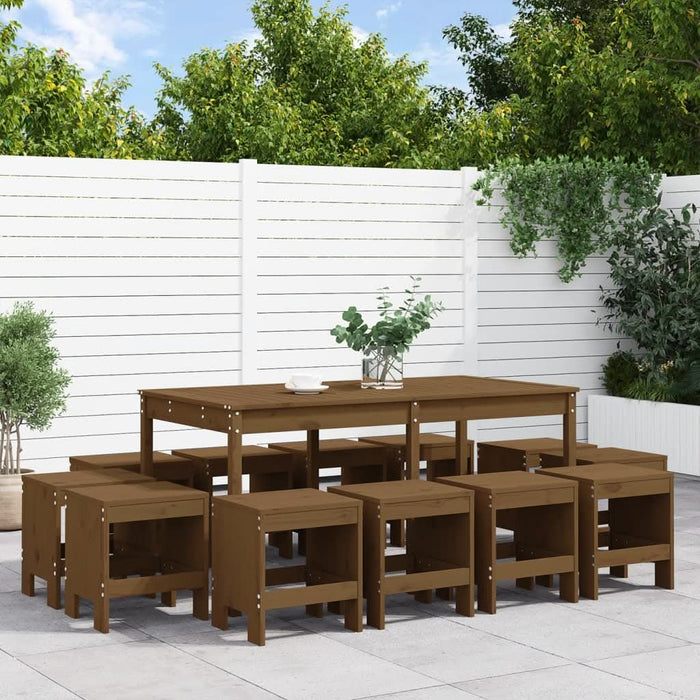 Set mobilier de grădină, 13 piese, maro miere, lemn masiv pin - WALTI WALTI