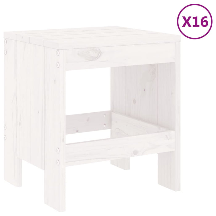 Set mobilier de grădină, 17 piese, alb, lemn masiv de pin WALTI