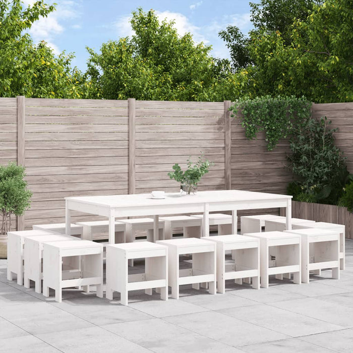 Set mobilier de grădină, 17 piese, alb, lemn masiv de pin WALTI