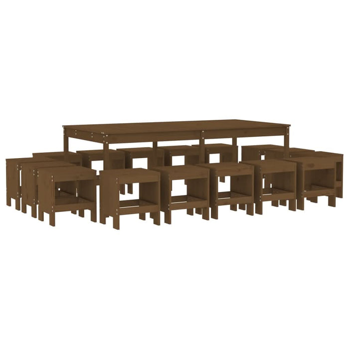 Set mobilier de grădină, 17 piese, maro miere, lemn masiv pin - WALTI WALTI