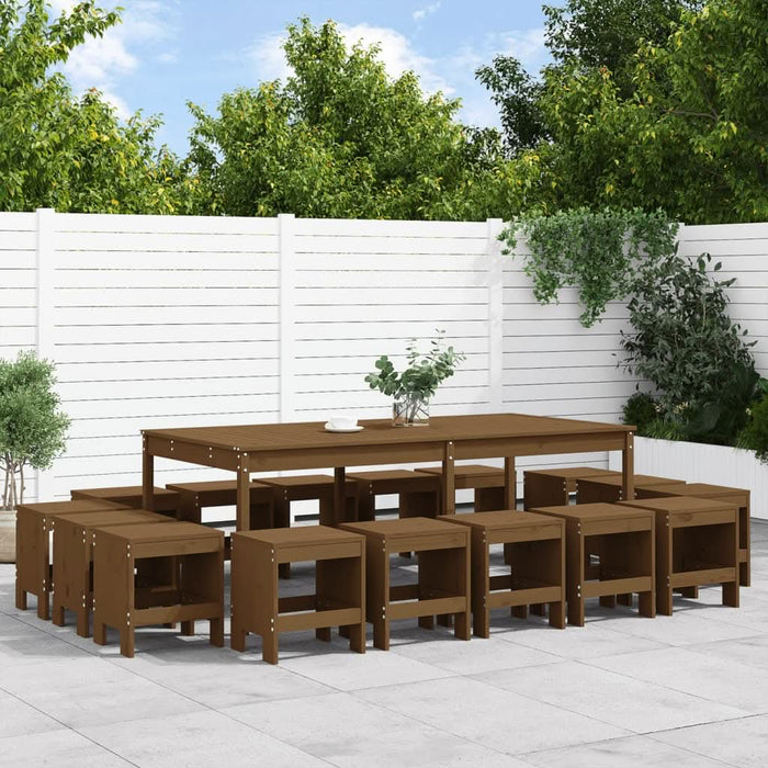 Set mobilier de grădină, 17 piese, maro miere, lemn masiv pin - WALTI WALTI