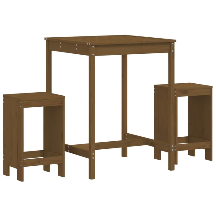 Set mobilier de bar, 3 piese, maro miere, lemn masiv de pin - WALTI WALTI