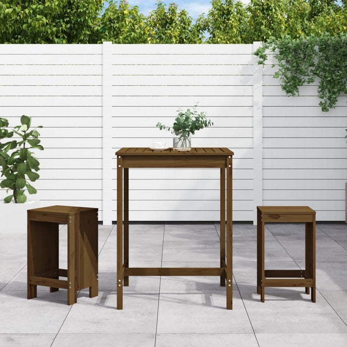 Set mobilier de bar, 3 piese, maro miere, lemn masiv de pin - WALTI WALTI