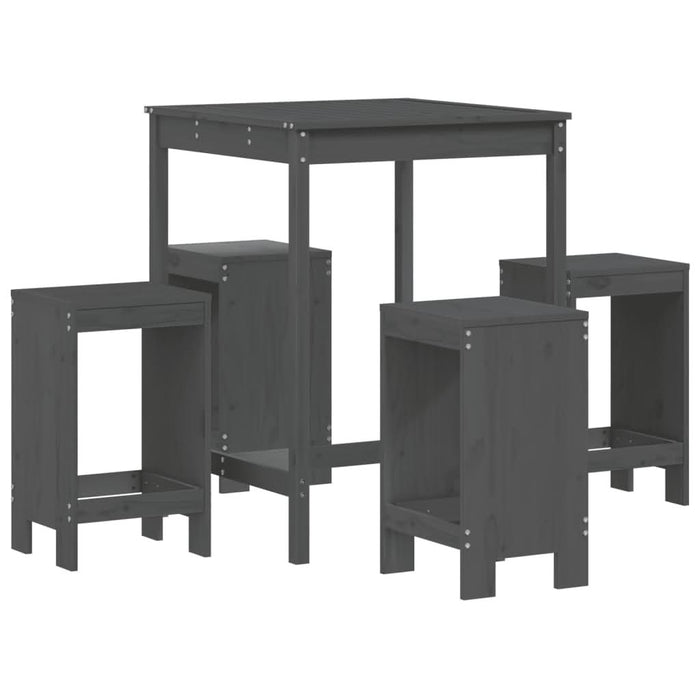 Set mobilier bar pentru grădină, 5 piese, gri, lemn masiv pin - WALTI WALTI