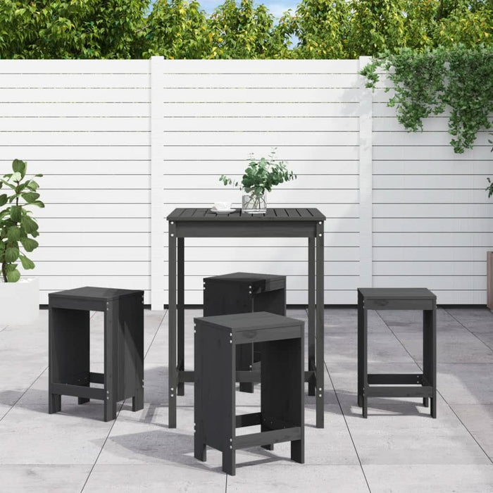 Set mobilier bar pentru grădină, 5 piese, gri, lemn masiv pin - WALTI WALTI
