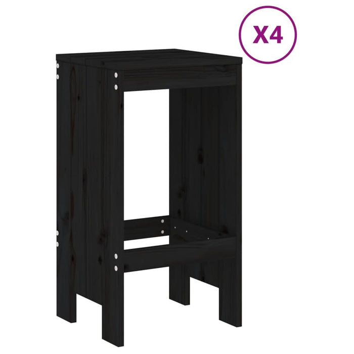 Set mobilier bar de grădină, 5 piese, negru, lemn masiv de pin - WALTI WALTI