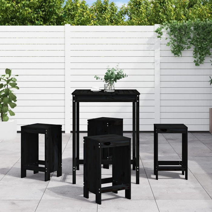 Set mobilier bar de grădină, 5 piese, negru, lemn masiv de pin - WALTI WALTI