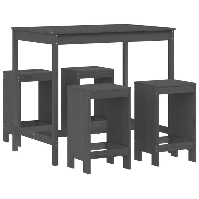 Set mobilier bar pentru grădină, 5 piese, gri, lemn masiv pin - WALTI WALTI
