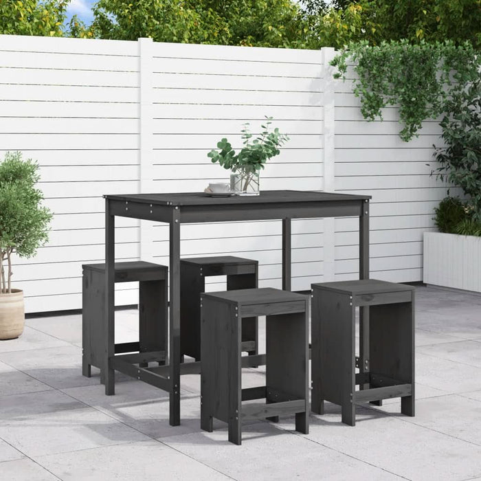 Set mobilier bar pentru grădină, 5 piese, gri, lemn masiv pin - WALTI WALTI