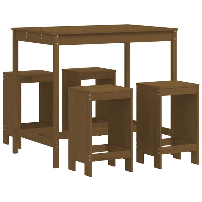 Set mobilier bar de grădină, 5 piese, maro miere lemn masiv pin - WALTI WALTI