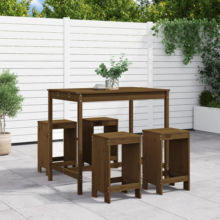 Set mobilier bar de grădină, 5 piese, maro miere lemn masiv pin - WALTI WALTI