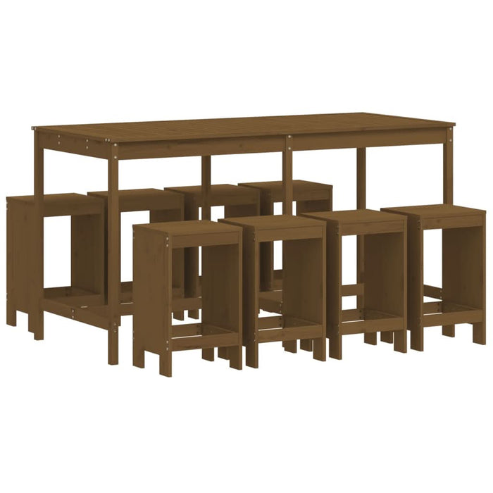 Set mobilier bar de grădină, 9 piese, maro miere lemn masiv pin - WALTI WALTI