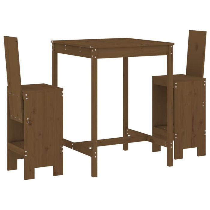 Set mobilier de bar, 3 piese, maro miere, lemn masiv de pin - WALTI WALTI