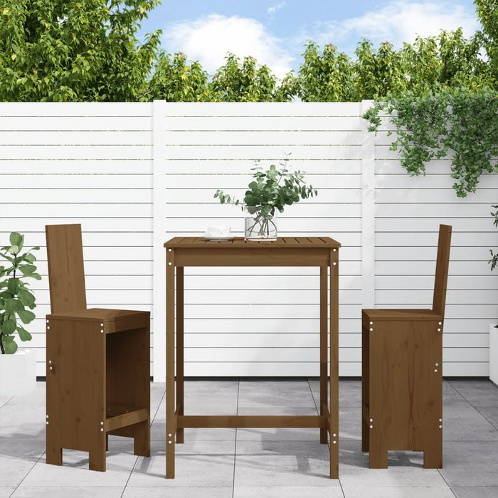 Set mobilier de bar, 3 piese, maro miere, lemn masiv de pin - WALTI WALTI